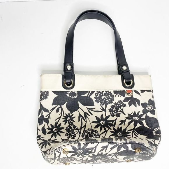 SPARTINA 449 Privateer Day Leather TOTE black white floral leather - Picture 4 of 7
